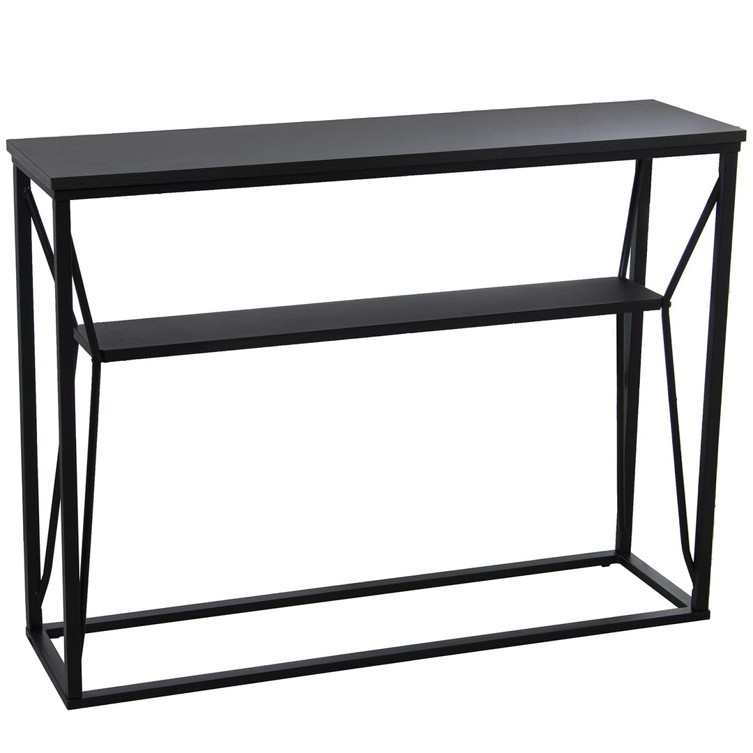 DRW Eingangstisch aus Metall und MDF in Schwarz 100 x 30 x 75 cm, ESTANDAR