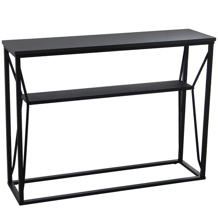 DRW Eingangstisch aus Metall und MDF in Schwarz 100 x 30 x 75 cm, ESTANDAR