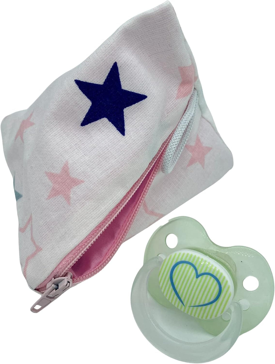 Grosse Windeltasche XXL mit Name personalisiert Wickeltasche - Sterne weiss rosa - für Mädchen