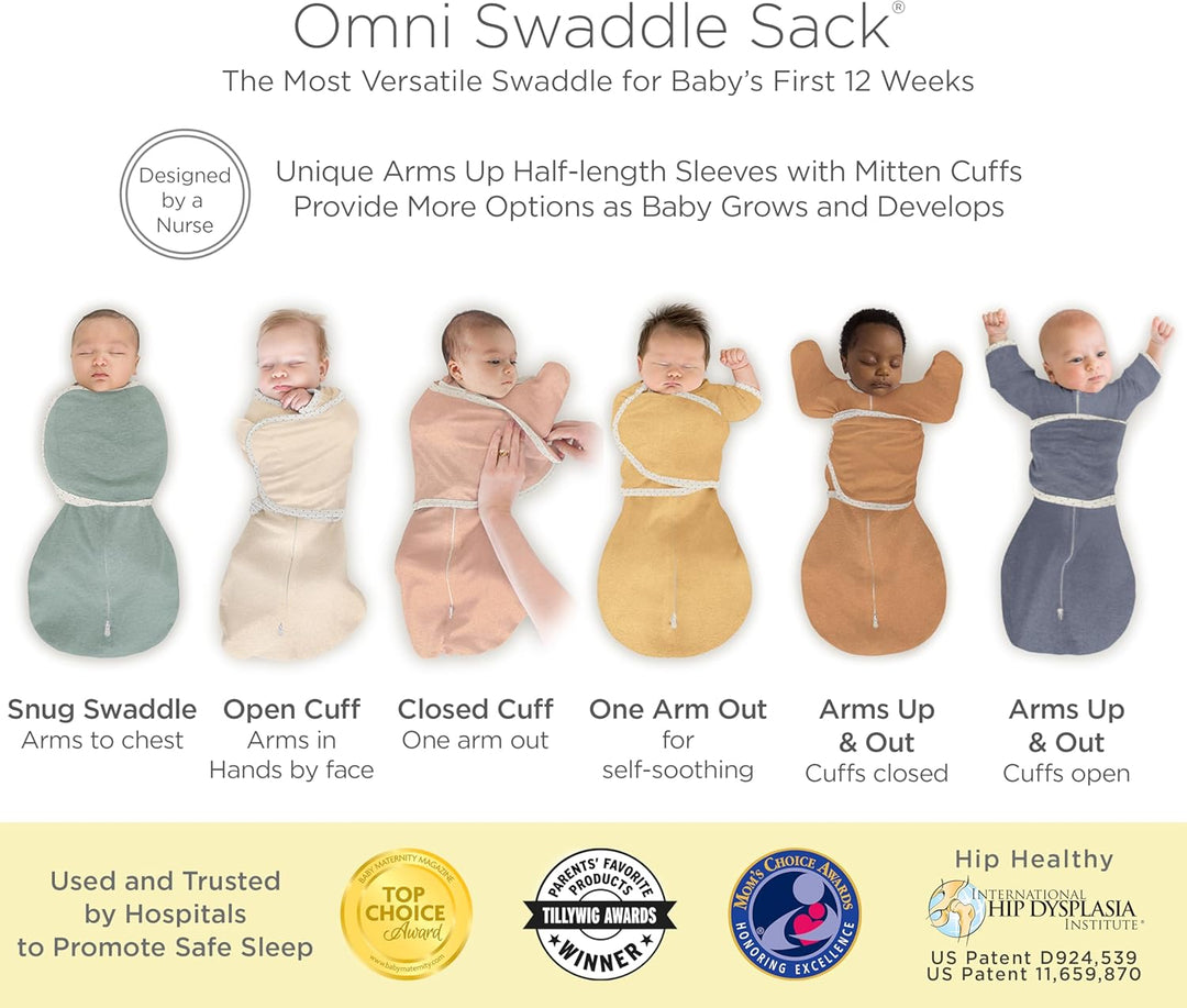 SwaddleDesigns Unisex Baby Omni 6-Wege Omni (1er Pack) 3M (5.4-8.2 kg) Heathered Gray, 3M (5.4-8.2 k