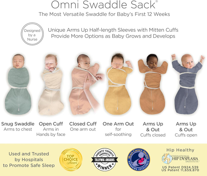 SwaddleDesigns Unisex Baby Omni 6-Wege Omni (1er Pack) 3M (5.4-8.2 kg) Heathered Gray, 3M (5.4-8.2 k