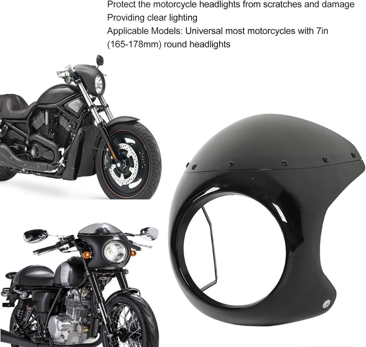 Focket 7 Motorrad-Scheinwerferverkleidung, schützende Windschutzscheibe, universelle Motorrad-Windsc