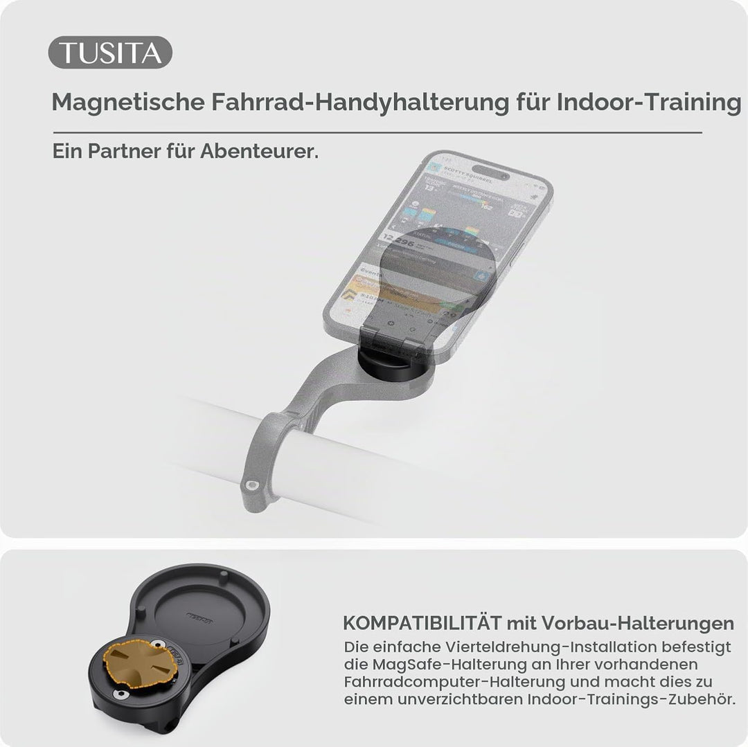 TUSITA Fahrrad Indoor Telefonhalterung Adapter für MagSafe Geräte Kompatibel mit Garmin Halterung