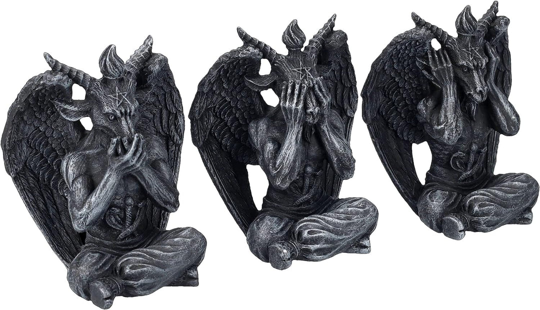 Pacific Giftware Baphomet Figuren Set - Nichts Böses sehen hören Sagen - Gothic Statue Deko Teufel