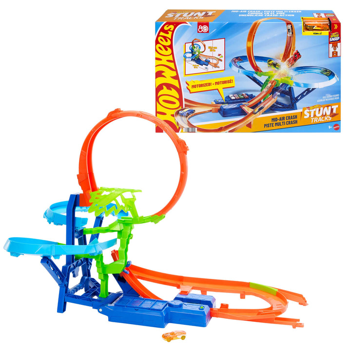 Hot Wheels Spielzeugauto-Trackset, Stunttrack Unendliche Crash-Action mit Die-Cast-Spielzeugauto im