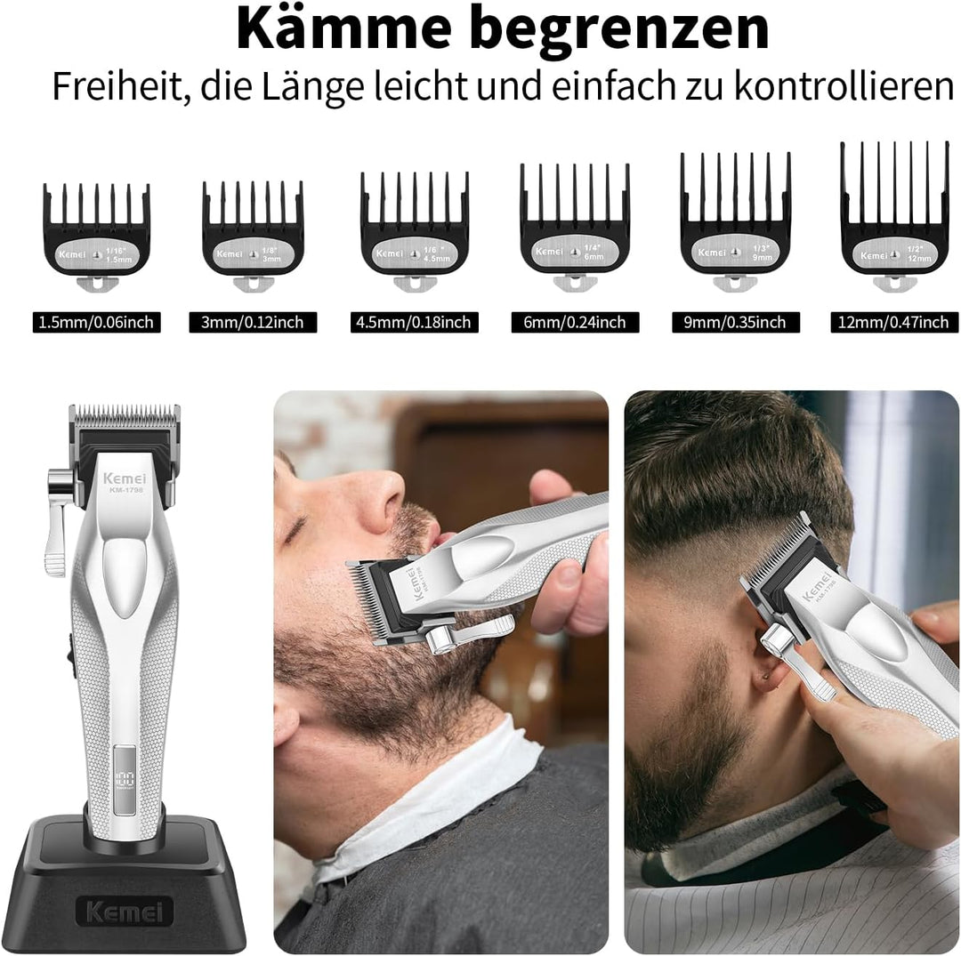 KEMEI KM-1798 Professionelle Haarschneidemaschine für Männer, Schnurloser Bartschneider, Barber Clip
