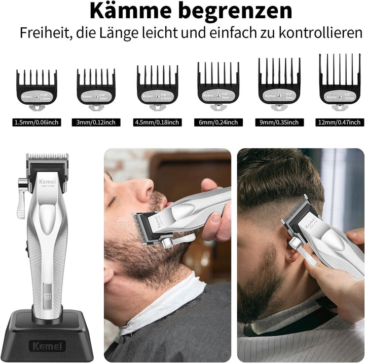 KEMEI KM-1798 Professionelle Haarschneidemaschine für Männer, Schnurloser Bartschneider, Barber Clip