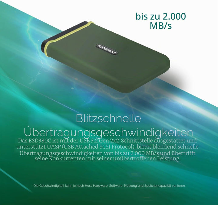 Transcend 2TB USB 3.2 Gen 2x2 USB Type-C ESD380C Portable SSD Solid State Drive TS2TESD380C