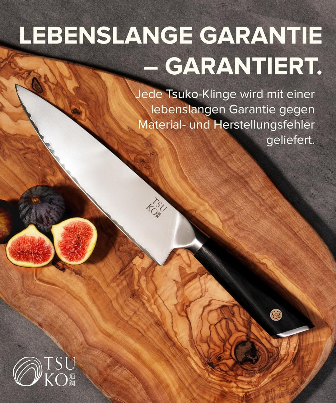 Tsuko Kochmesser, vierstufiger Schärfer & Holzscheide - 20,3 cm, professionelles japanisches Küchenm