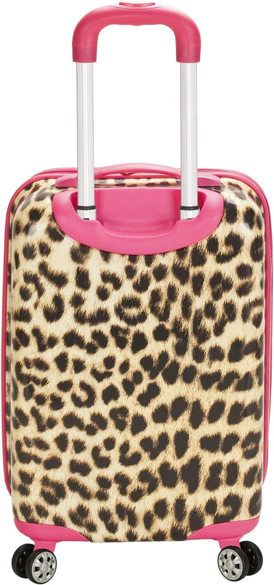 Rockland Safari Hartschalen-Trolley, pink Leopard, Carry-On 20-Inch, Safari Hardside Spinner Wheel G