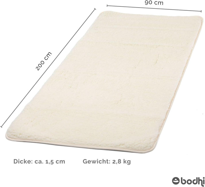 bodhi Schurwoll-Yogamatte Premium (umgesäumt) | Natur | Schurwollmatte | 100% Schafschurwolle (1200