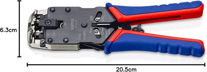 Knipex Crimpzange für Westernstecker brüniert, mit Mehrkomponenten-Hüllen 200 mm 97 51 12