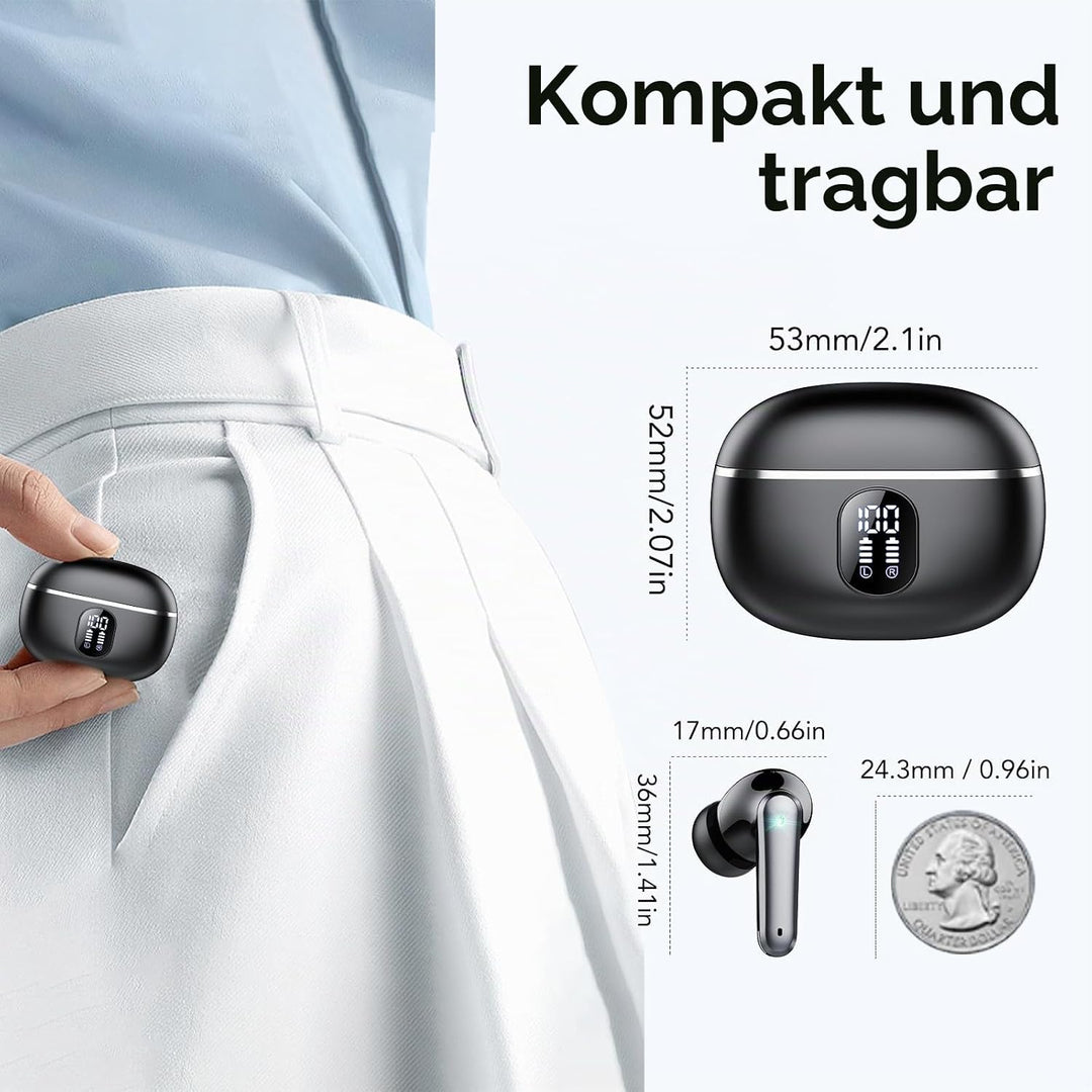 2026 Kopfhörer Kabellos Bluetooth 5.4, Bluetooth Kopfhörer Sport HiFi Stereo, In Ear Kopfhörer mit 4