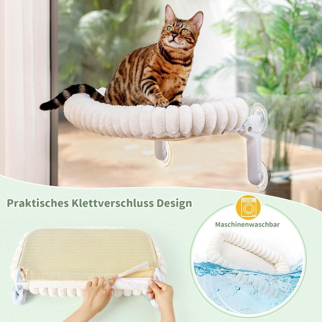 GUUSII HOME Katzen Fensterliege Faltbar Katzenbett Fenster Katzenliege Fensterbank Hängematte 4 Saug