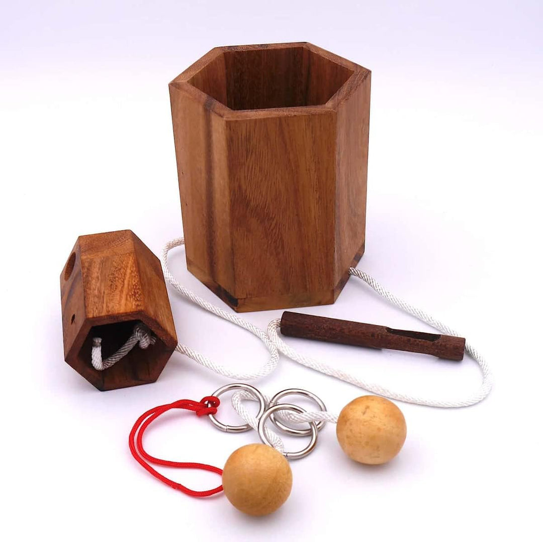 ROMBOL Flaschentresor - Edles Denkspiel aus Holz für grosse Flaschen, Modell:4 4 10 cm x 10 cm x 16