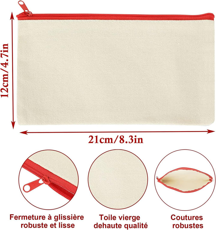 SENENQU 30 Stück DIY Blanko Stoffbeutel Mit Reissverschluss Bunt, 12 × 21cm Klein Stoffbeutel Zum Be