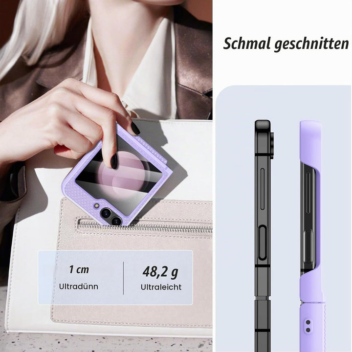 Doeshine for Samsung Galaxy Z Flip 5 Hülle mit Scharnierschutz &amp; Displayschutzfolie, Rutschfester Te