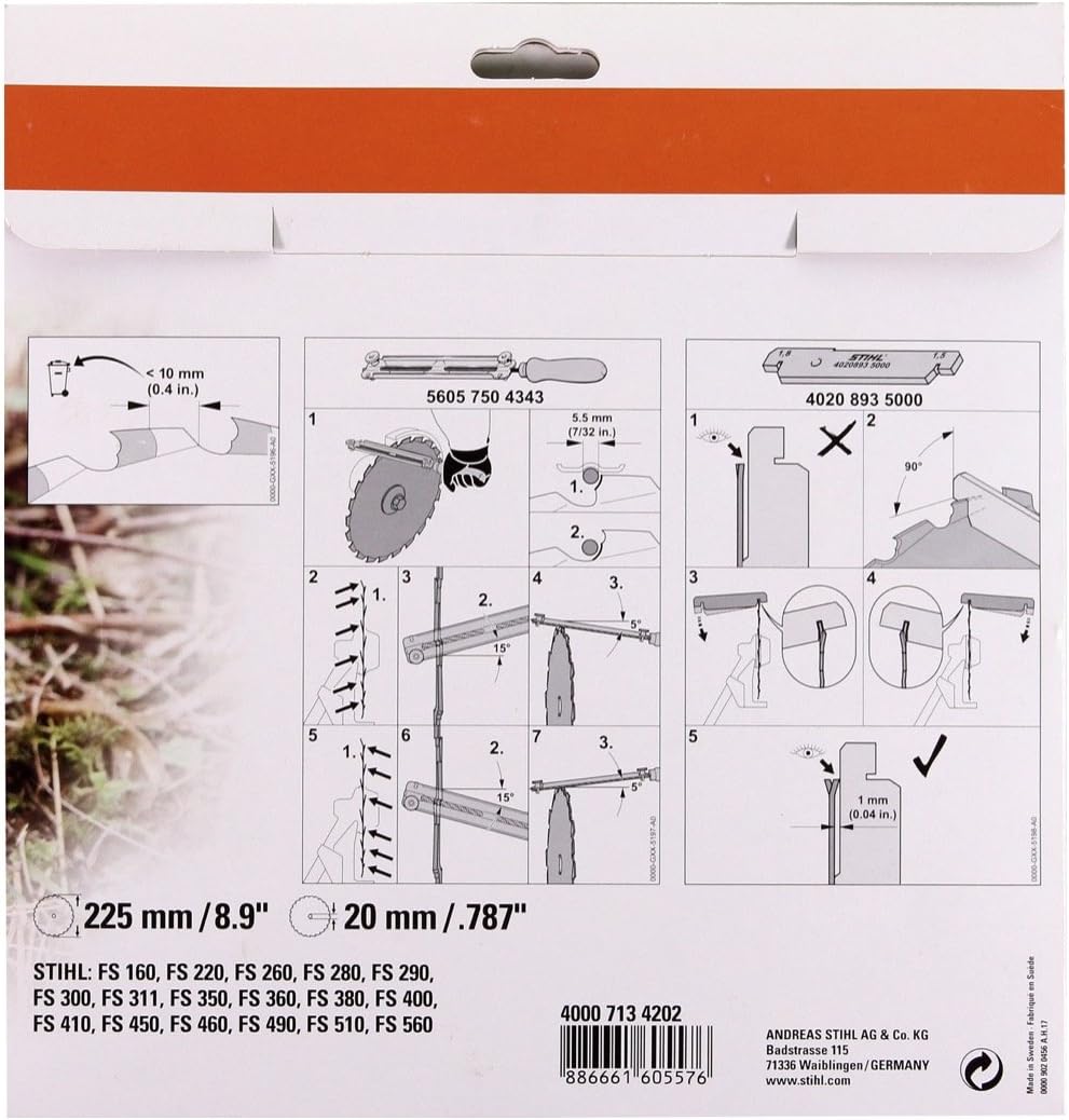 Stihl 40007134202 Kreissägeblatt Meisselzahn High Performance für Motorsensen