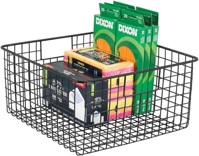 mDesign Schreibtisch Organizer mit Griffen – praktische Gitterbox aus Metall für Bürobedarf – modern