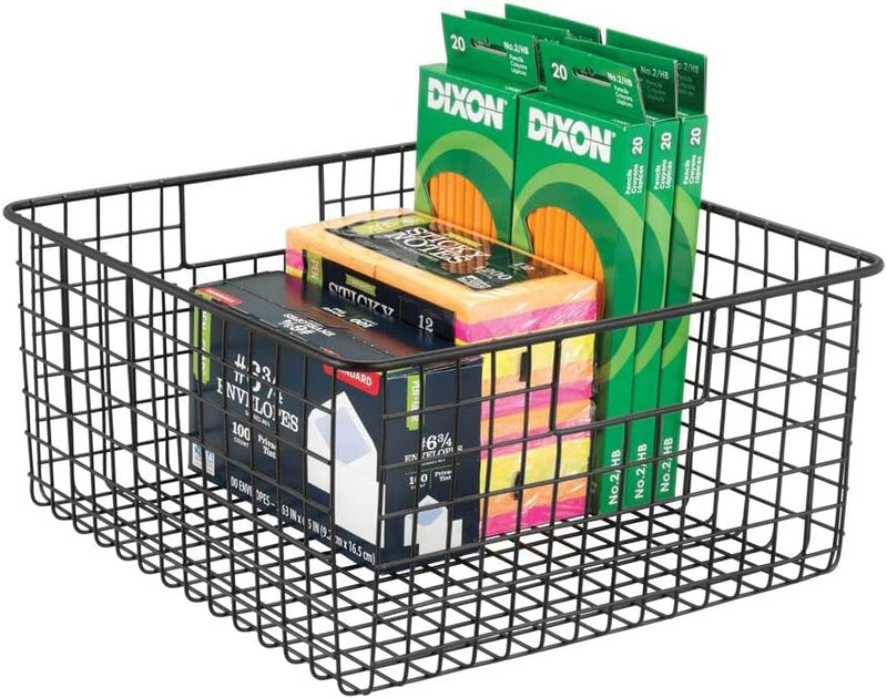 mDesign Schreibtisch Organizer mit Griffen – praktische Gitterbox aus Metall für Bürobedarf – modern