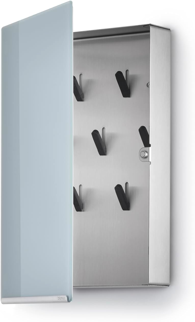 blomus -VELIO- Schlüsselkasten / Glasmagnettafel in trendigem Grau, hochwertige Verarbeitung, 7 Schl