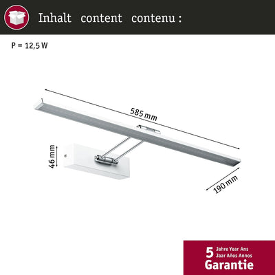 Paulmann 99893 LED Bilderleuchte Galeria Beam Sixty Galeriebeleuchtung 11W Aufsatzlampe Weiss Wandst