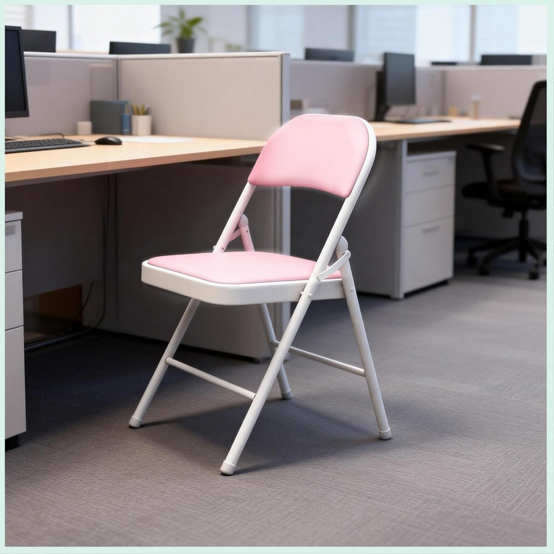 Klappstuhl mit PU-Leder & Polsterung, Stabiler Metallrahmen, Leicht & Platzsparend, für Büro, Zuhaus