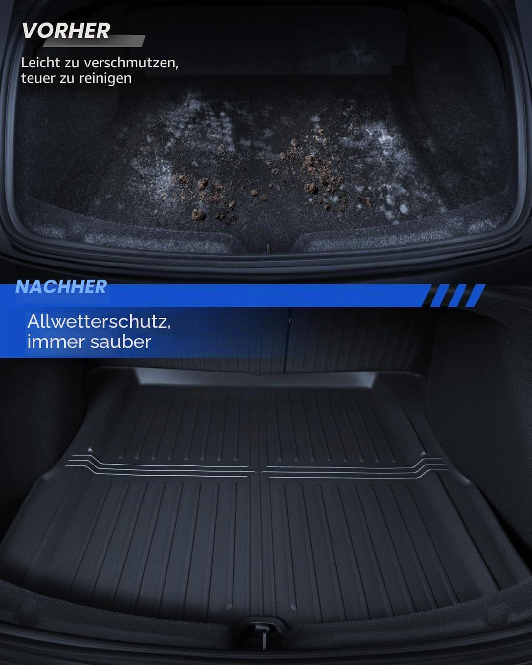Kofferraummatte für Tesla Model 3 2024-2026 Allwetter TPE Schutzmatte Hinten Kofferraummatte rutschf
