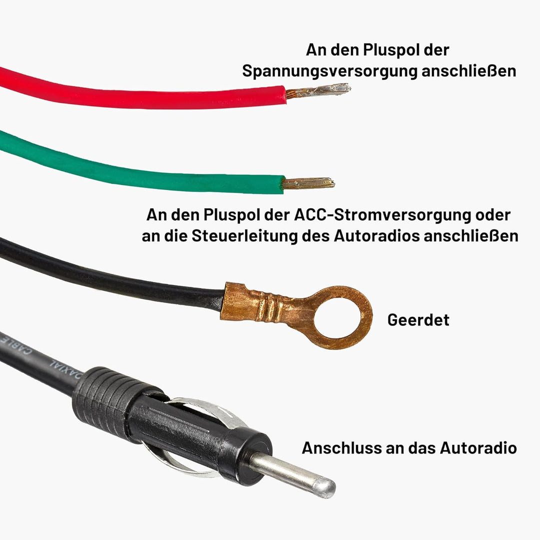 RED WOLF Elektrische Autoantenne Universal Motorantenne 12V für Mercedes-Benz Audi Opel Peugeot Ford