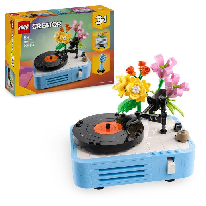 LEGO Creator 3in1 Plattenspieler mit Blumen - Spielzeug umbaubar in Radio oder Mikrofon - Musik Spie