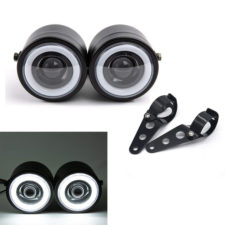 Motorrad Scheinwerfer LED Front Doppelscheinwerfer Frontscheinwerfer für Cafe Racer Chopper Custom B
