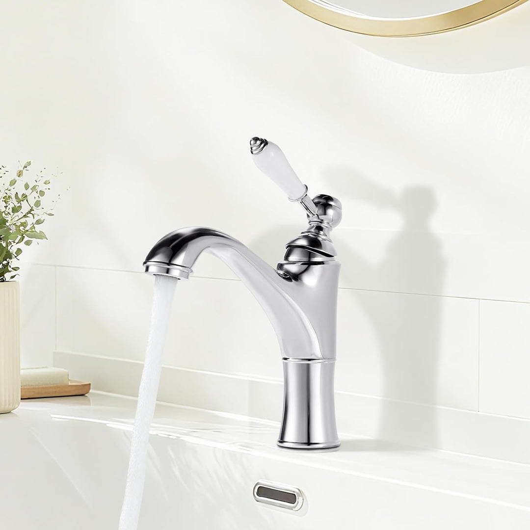Wasserhahn Bad Chrom, Waschtischarmatur Mischbatterie Waschbecken Armaturen, Einhebel-Badezimmer mit