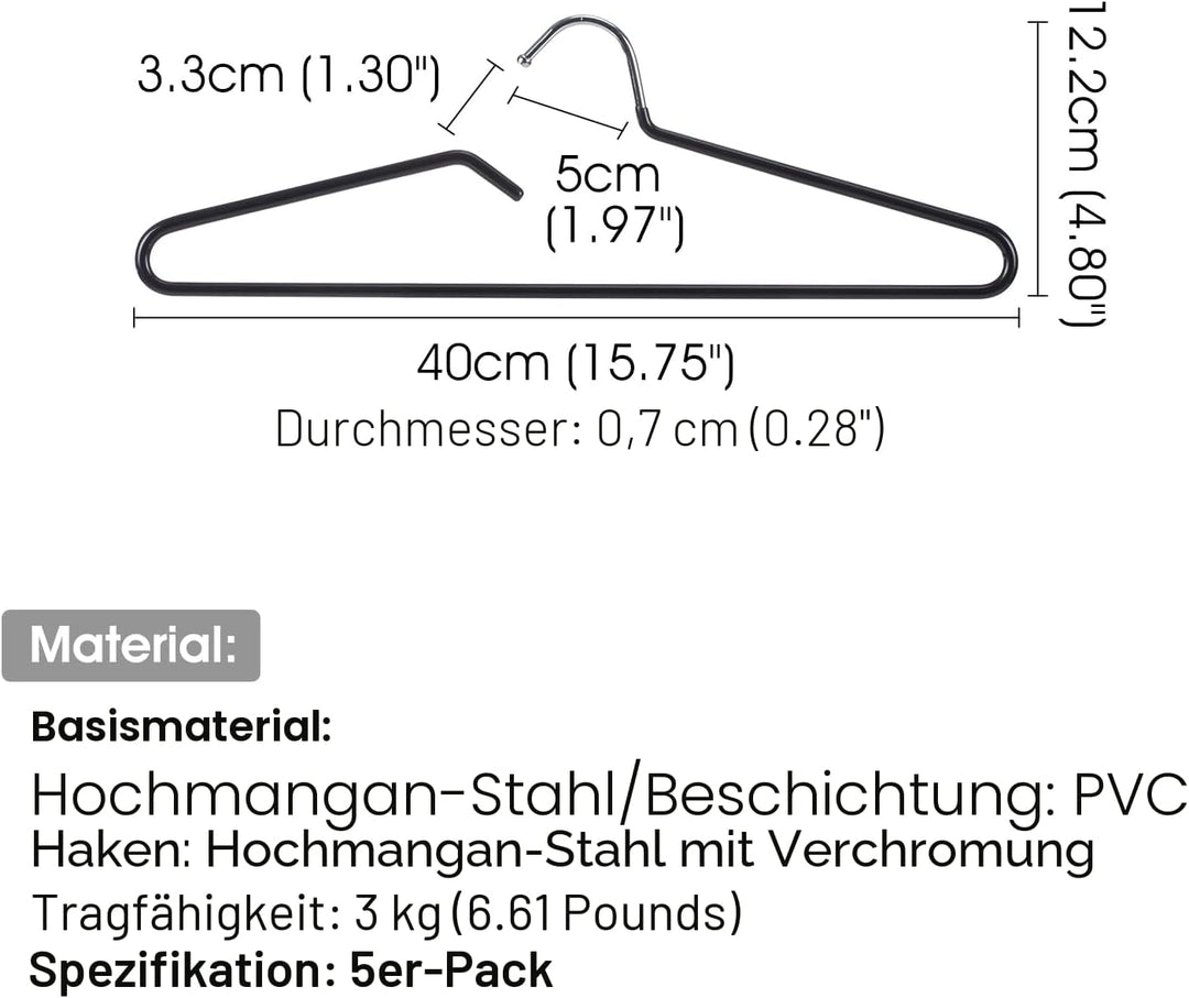 SHIMOYAMA Kleiderbügel, 5 Pack, Metall Kurzhals Kleiderbügel Organisers, Anti-Rutsch-Kragen-Schutz-B