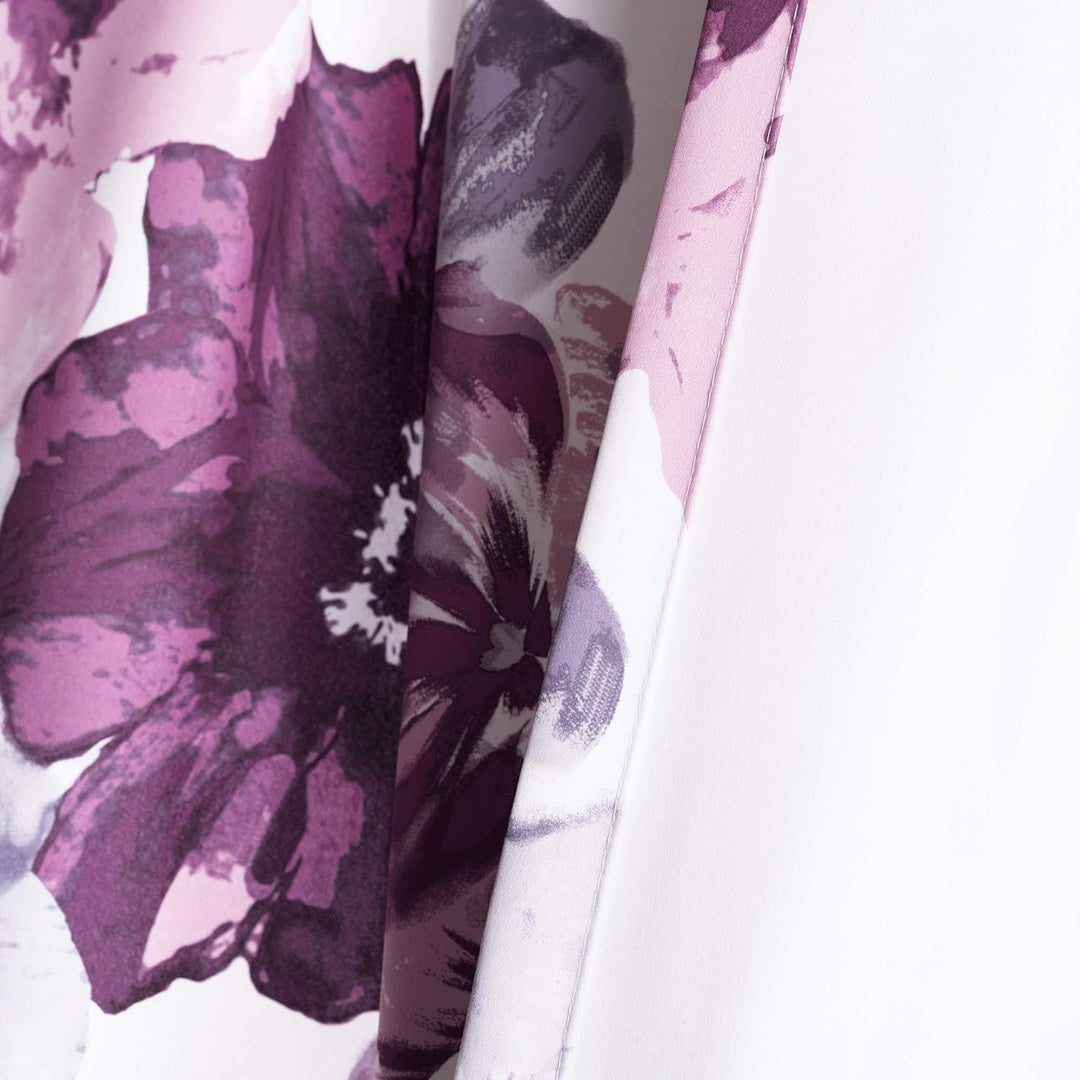 Lush Decor Leah Room Verdunkelungsvorhang für Fenster, isoliert, Blumenmuster, 132 x 240 cm, Violett