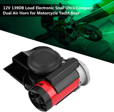 Automotive Air Horn 12V 139Db Laute Elektronische Schnecke Ultra Compact Dual Air Hupe für Motorrad