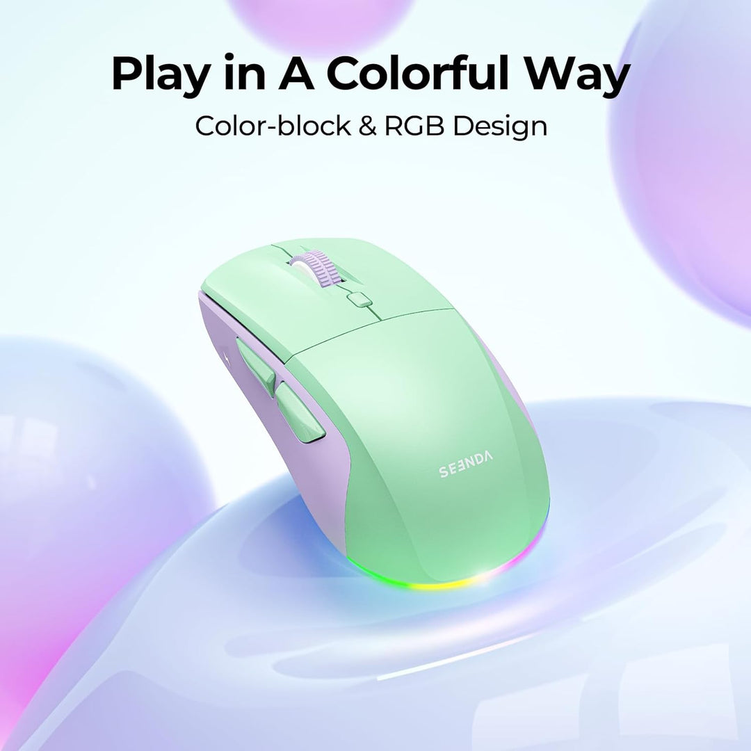 seenda Kabellose Bluetooth Maus, Bluetooth & 2.4G USB Dual Mode Wiederaufladbare LED Leise Klicks Er