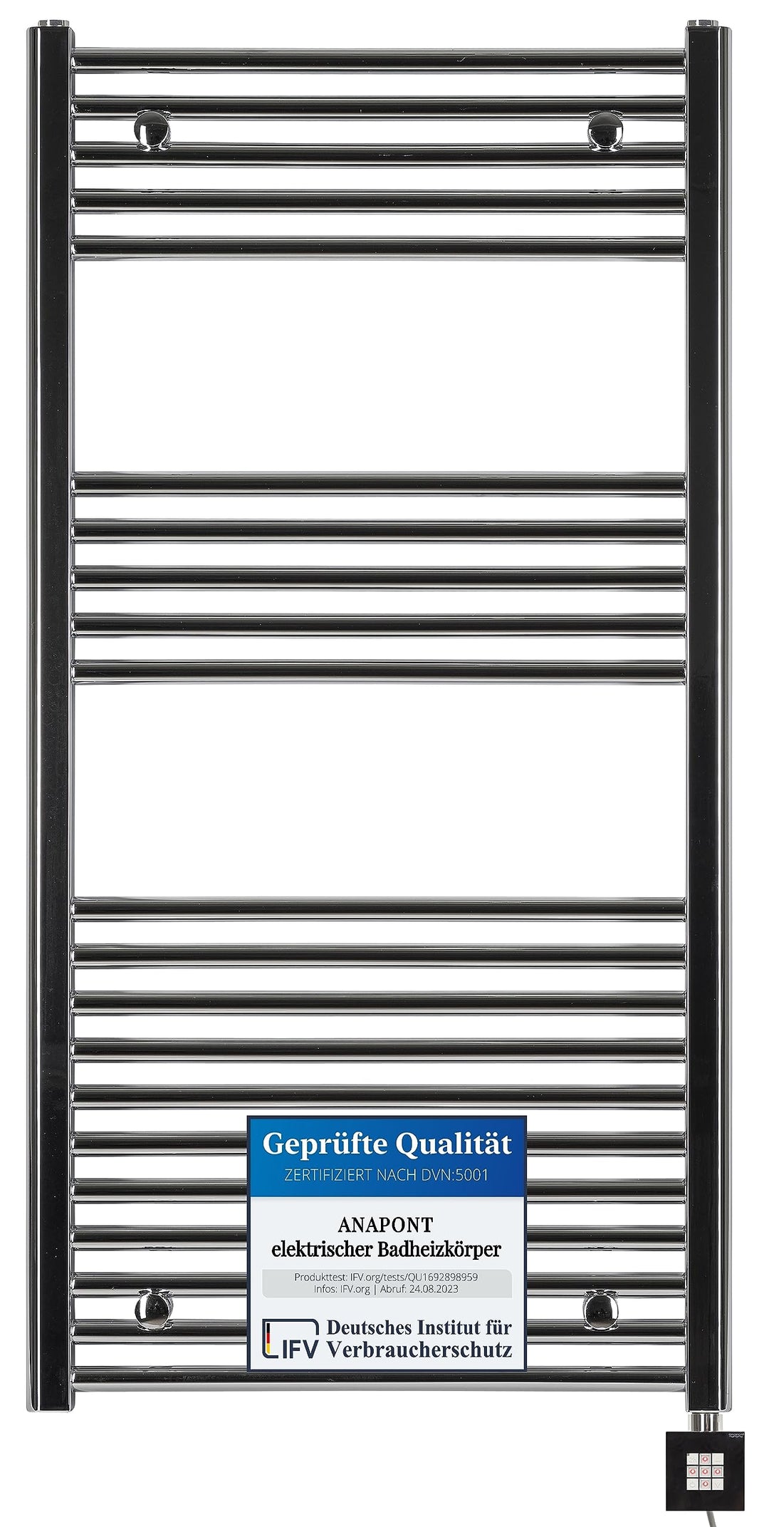anapont elektrischer Badheizkörper - gerade - chrom - Timer-Funktion - Handtuchheizkörper - Badheizu