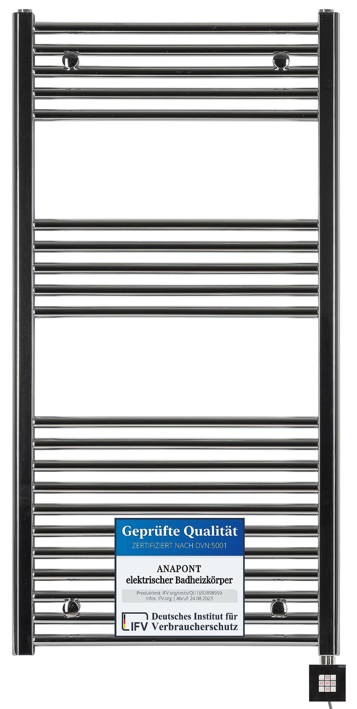 anapont elektrischer Badheizkörper - gerade - Chrom - Timer-Funktion - Handtuchheizkörper - Badheizu