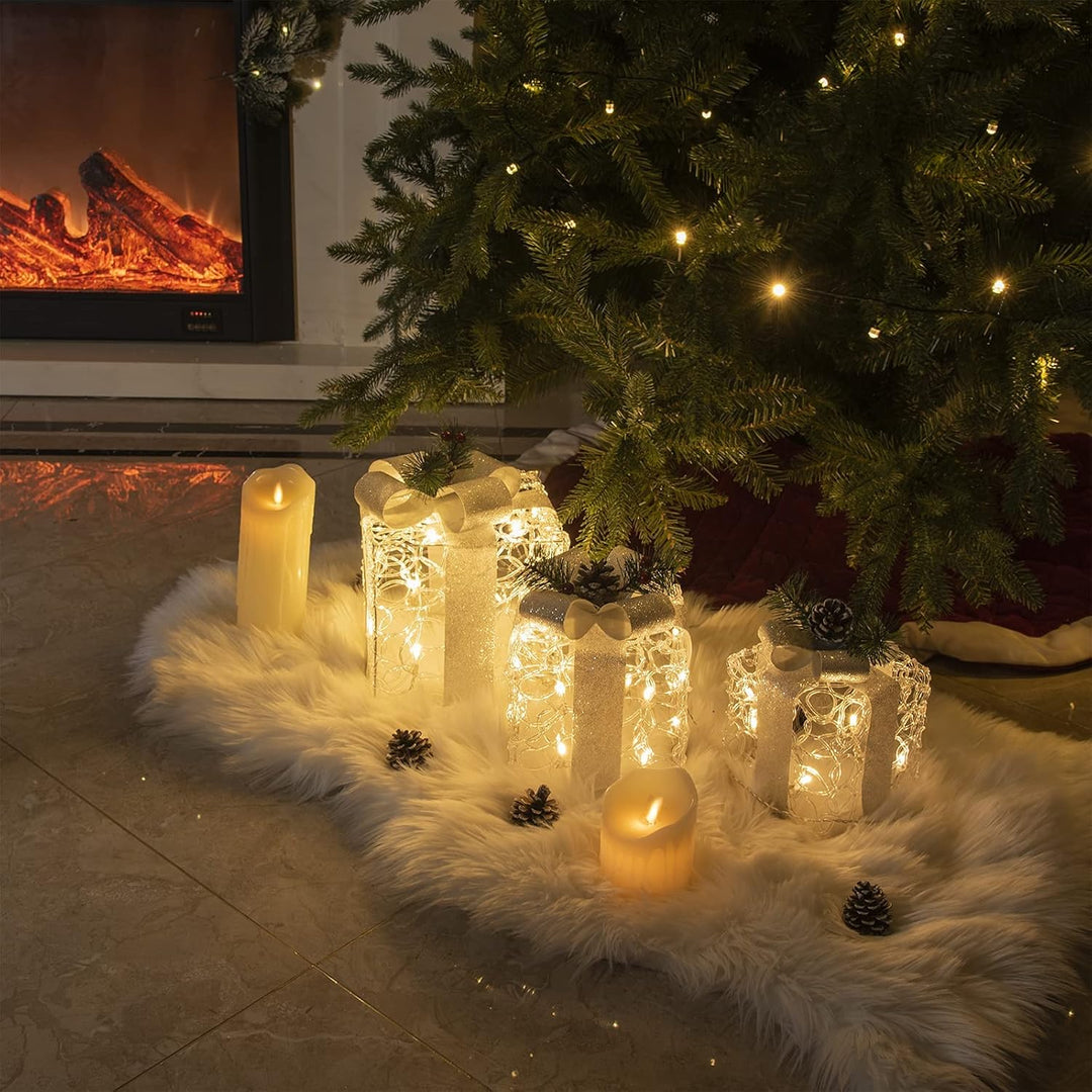 DELICHTER LED Weihnachtsdeko, 3PK Boxen weiss Acryl Weihnachten Boxen Lichter für Innen Aussen beim