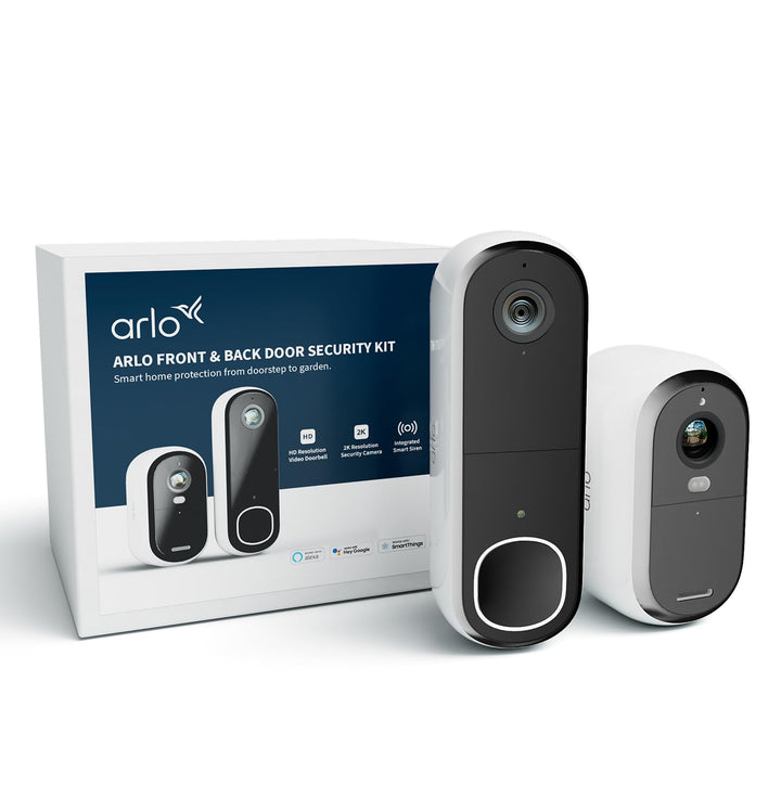 Arlo Essential 3 2K mit HD Video Türklingel & Türgong Akku Überwachungskamera Aussen WLAN, Kabellos,