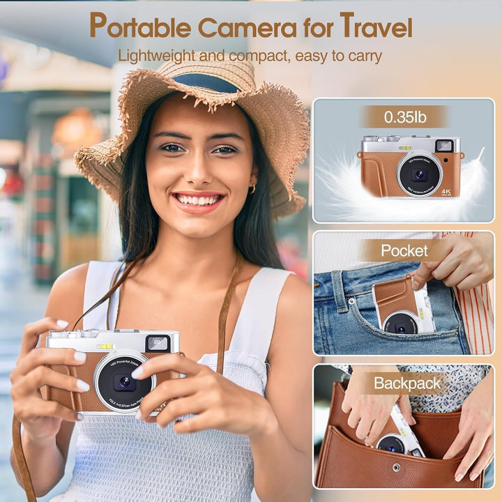 CAMKORY Digitalkamera 4K Fotokamera 48MP mit 32G Karte Autofokus Optischer Sucher Kamera Fotokamera