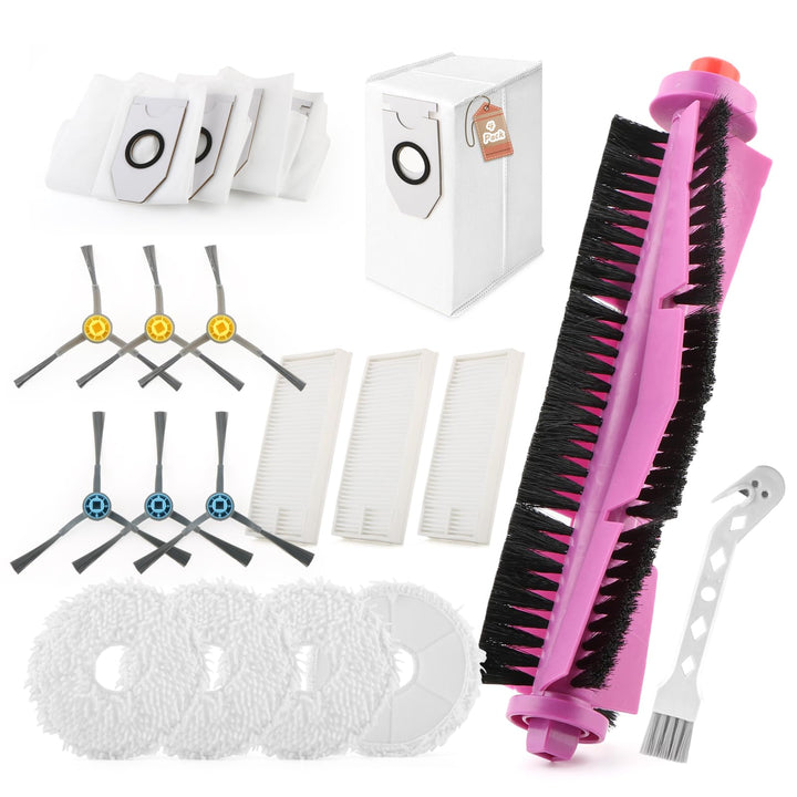 19PCS Zubehör für Eureka J12 Ultra mit 1 Hauptbürste, 6 Seitenbürsten, 4 Staubbeutel, 4 Mopp, 3 HEPA