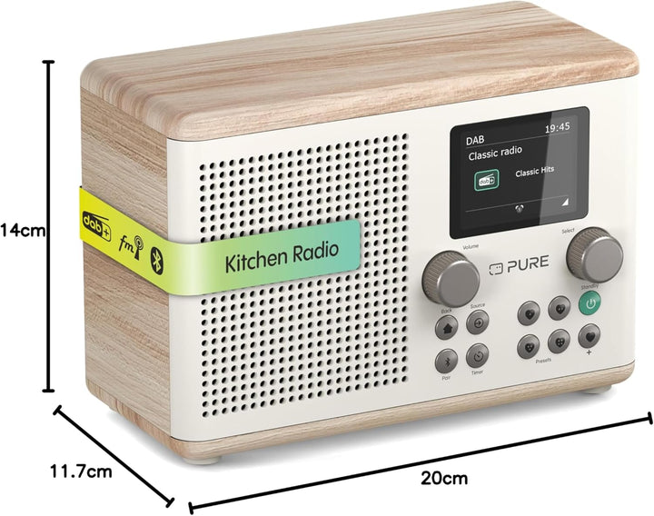 Pure Classic H4 Digitales Küchenradio (DAB+/FM, Bluetooth, USB, AUX, Küchentimer, Wecker) Weiss, Wei