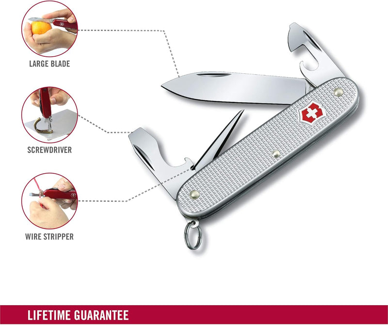 Victorinox Taschenmesser Pioneer Alox (8 Funktionen, Stechahle, Klinge, Dosenöffner) Silber Single,