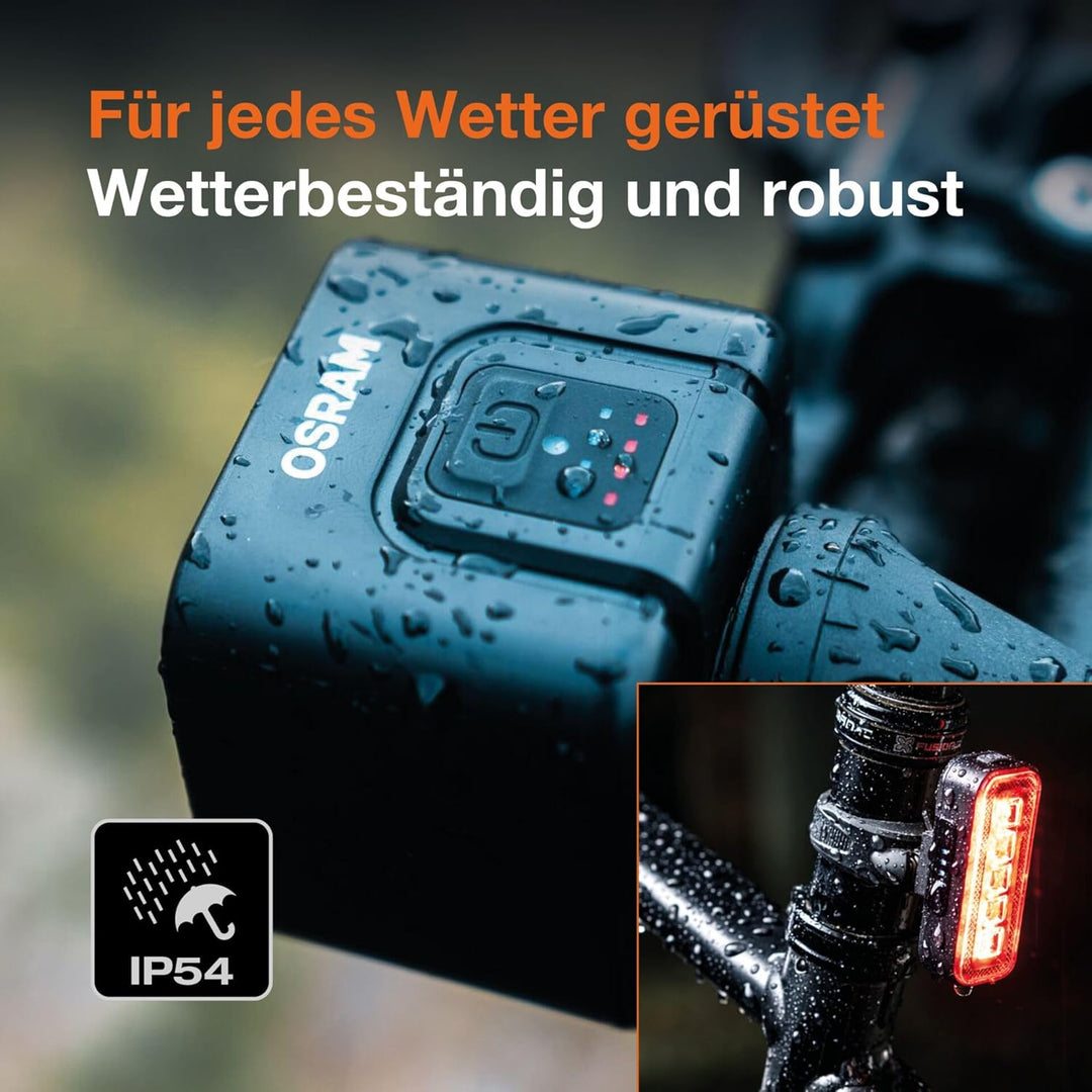 OSRAM LEDsBIKE COMPACT 100 Set, wiederaufladbares Fahrradlicht-Set – Vorder- und Rücklicht, mit Brem