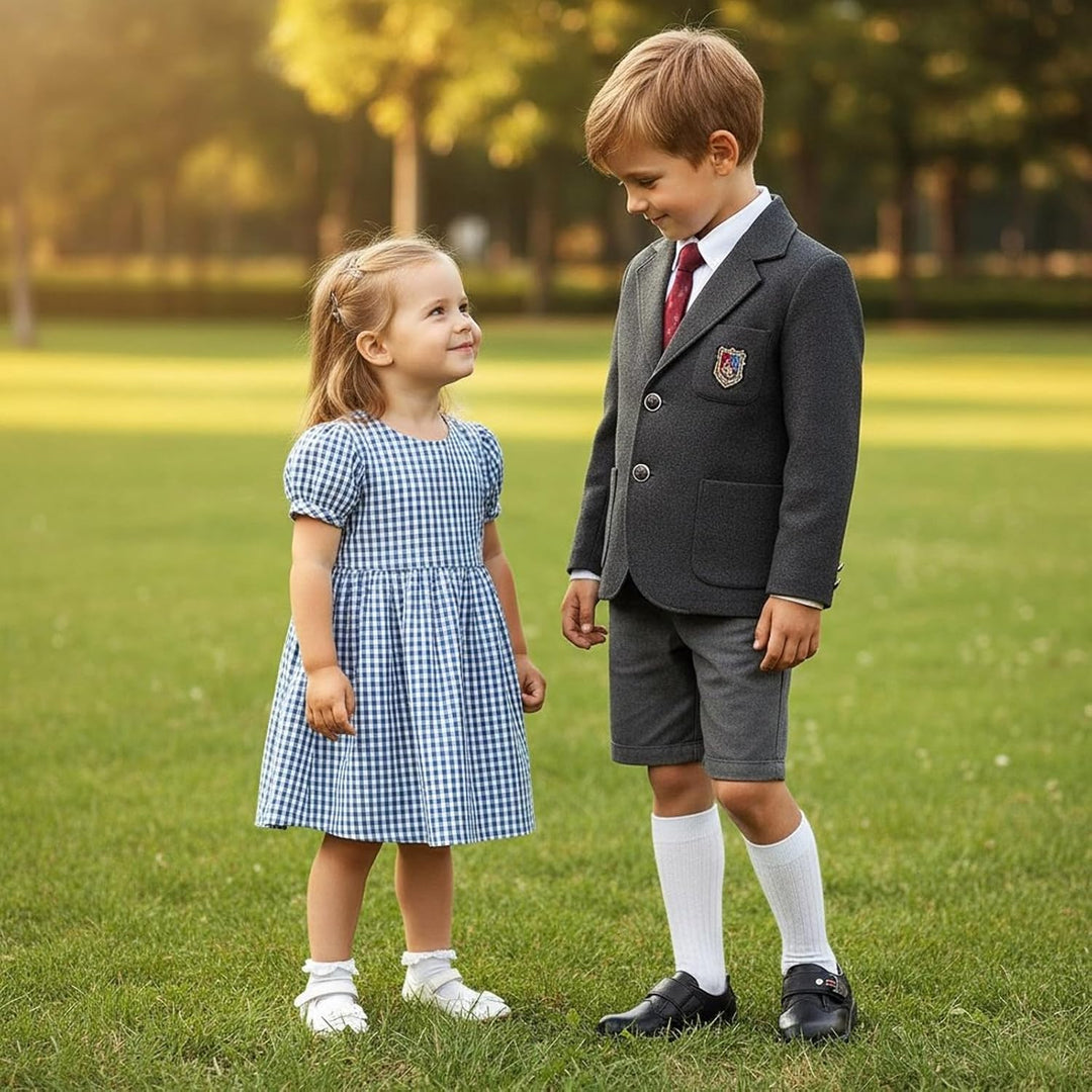 DADAWEN Anzugschuhe für Kinder Jungen Klettverschluss Halbschuhe Schule Uniformschuhe, 33 EU Schwarz