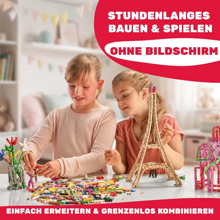 MakerZ Konstruktionsspielzeug für Kinder ab 5 Jahren - Kreativ-Bausteine mit verschiedenen Form-Elem