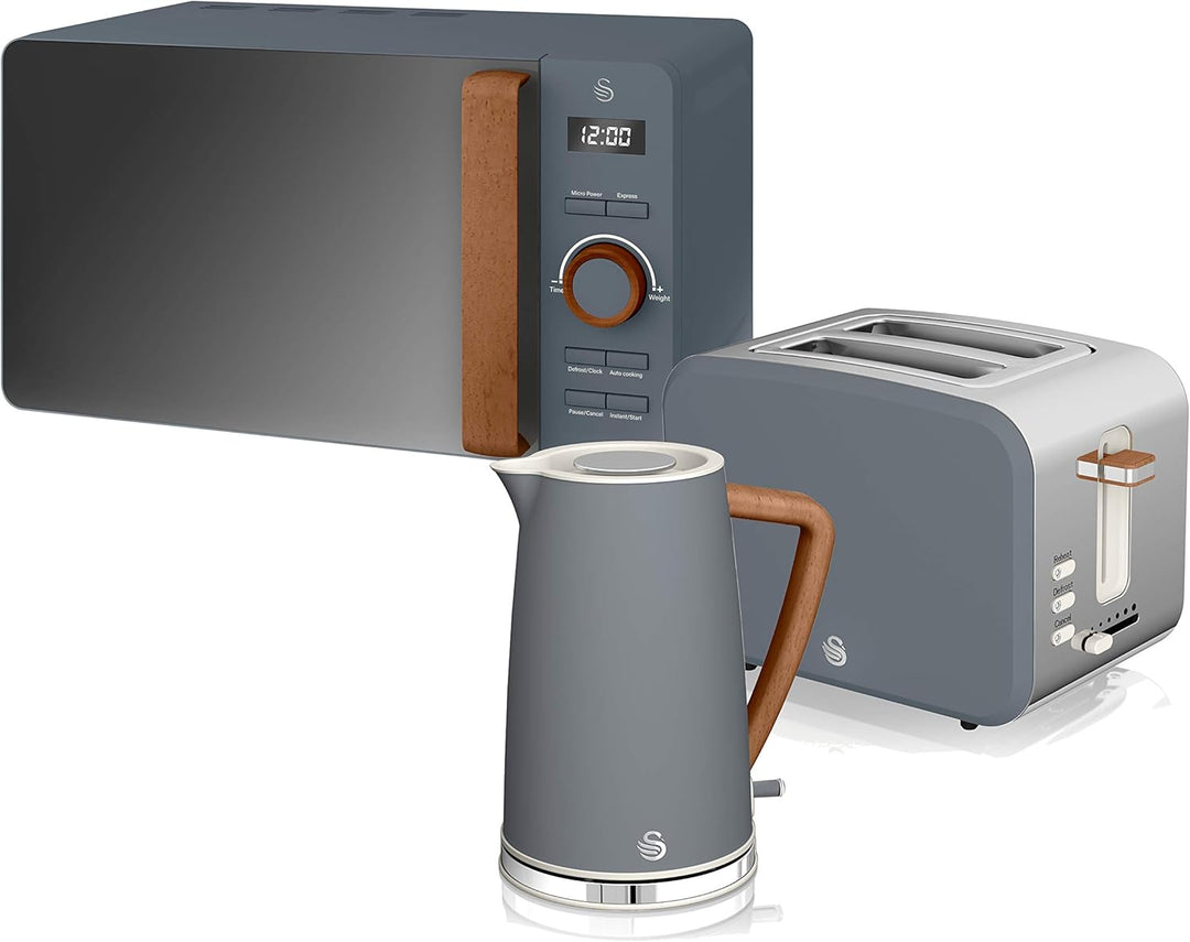 Swan Nordic Frühstücksset, Wasserkocher, 1,7 l, 2200 W, Breitschlitz-Toaster, 2 Scheiben, digitale M
