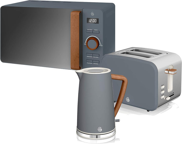 Swan Nordic Frühstücksset, Wasserkocher, 1,7 l, 2200 W, Breitschlitz-Toaster, 2 Scheiben, digitale M
