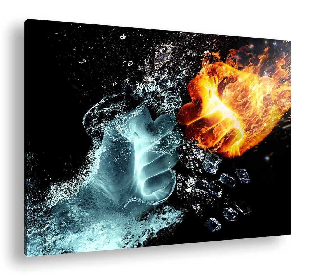 deyoli Feuer und Wasser prallen zusammen Format: 60x40 cm als Leinwandbild, Motiv fertig gerahmt auf